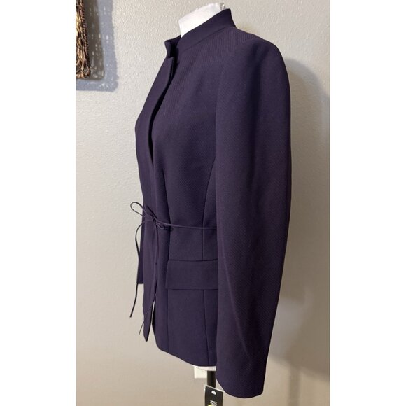 Kasper Suit Jacket Blazer 10 Purple Plum Textured Poly Adjustable Mock Neck NEW - Picture 9 of 15